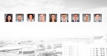 Digital composite of portrait profiles of different people