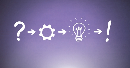 Digital composite of Idea thought and brainstorm process icons in sequenceの写真素材