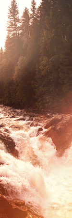 Beautiful view of waterfall on a sunny dayの写真素材