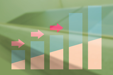Business graph and chart against modern home with large windowsの写真素材