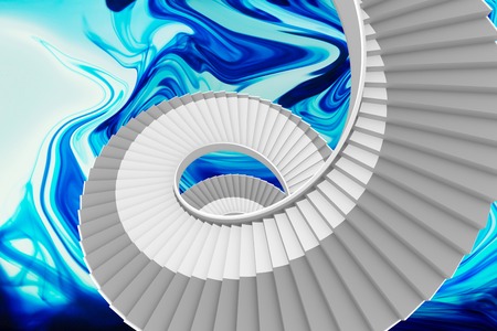 Winding stairs against paintingの写真素材