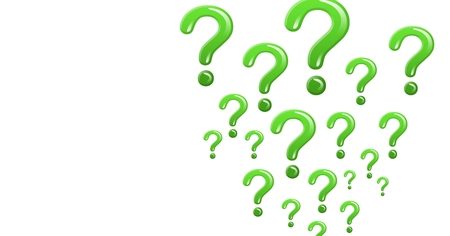 Digital composite of green shiny question marksの写真素材