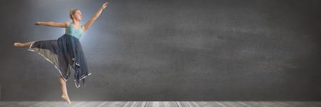 Digital composite of Dancer dancing grey room and wall