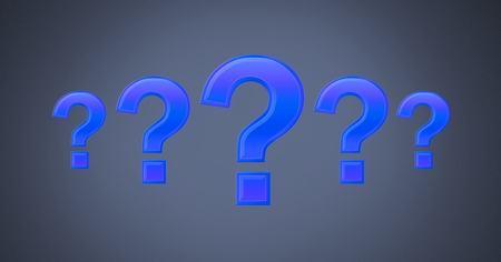 Digital composite of purple question marksの写真素材