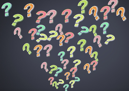 Digital composite of colorful funky question marksの写真素材