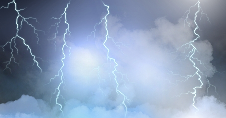 Digital composite of Lightning strikes in cloudsの写真素材