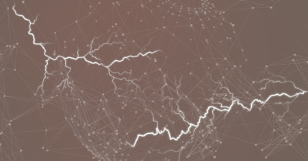 Digital composite of Lightning strikes and connectionsの写真素材