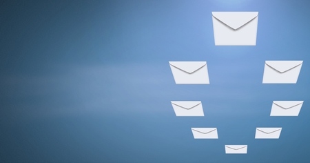 Digital composite of Envelope letters messages floatingの写真素材