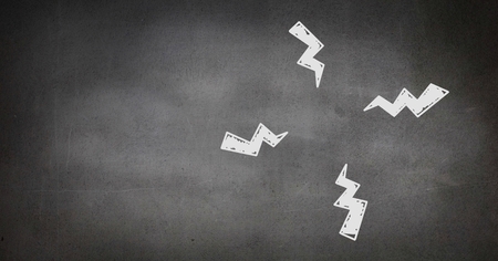Digital composite of lightning doodles on grey background