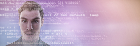 Businessman portrait against gradientの写真素材