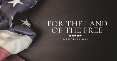 Digital composite of memorial day message and stars with american flag and black backgroundの写真素材