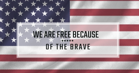 Digital composite of memorial day message with white box outline and american flag backgroundの写真素材