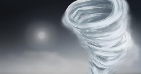 Digital composite of Tornado twister painted and dark skyの写真素材