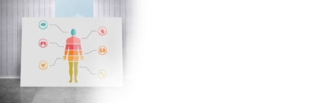 Digital composite of Human Body chart on card and blank transition