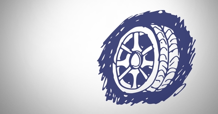 Digital composite of Sketch of tyre hand drawingの写真素材