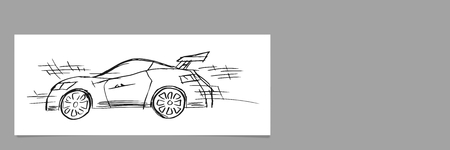 Digital composite of Sketch of car hand drawingの写真素材