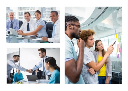 Digital composite of Teamwork business meeting collageの写真素材