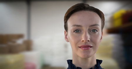 Digital composite of Sharp woman in work