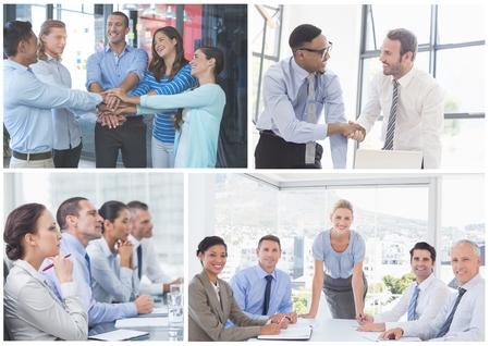 Digital composite of Teamwork business meeting collageの写真素材