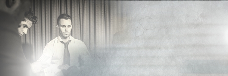Digital composite of Businessmen working with transition