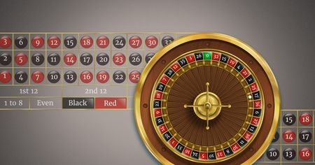Digital composite of Roulette wheel with table numbersの写真素材