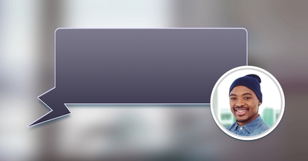 Digital composite of chat bubble messaging profileの写真素材