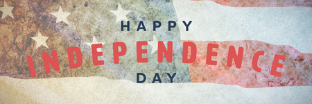 Happy independence day against close-up of us flag