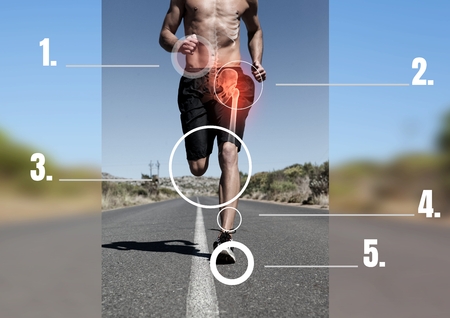 Digital composite of Runner With Pointed Out Bones And Pain Areaの写真素材
