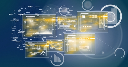 Digital composite of Digital Image Of Digital Files And Statistical Symbols