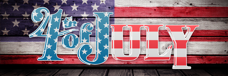 Independence day graphic against composite image of usa national flagの写真素材