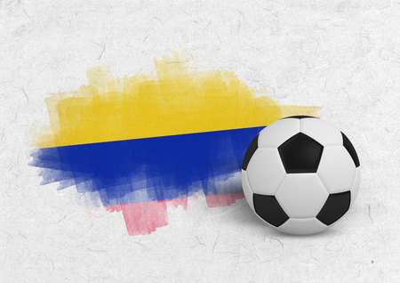 Black and white football against parchmentの写真素材