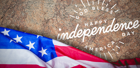 US flag against old wall backgroundの写真素材
