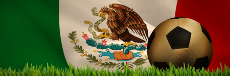 Grass growing outdoors against digitally generated mexican national flagの写真素材