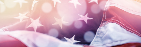 Full frame shot of wrinkled American flagの写真素材