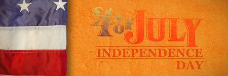 Creased US flag against independence day graphicの写真素材