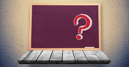 Digital composite of Question mark on blackboardの写真素材