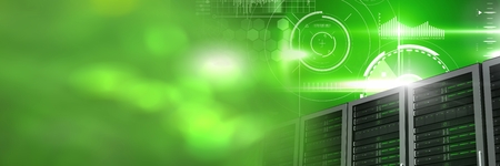 Digital composite of Computer servers and technology information interface transition