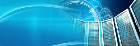 Digital composite of Computer servers and technology information interface transition