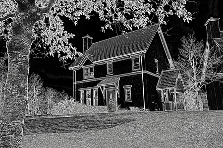 Pretty house with a black and white filter