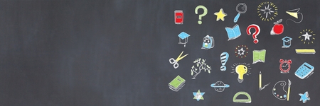 Digital composite of Education drawing on blackboardの写真素材