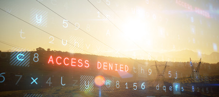 Virus background against the evening electricity pylon silhouetteの写真素材