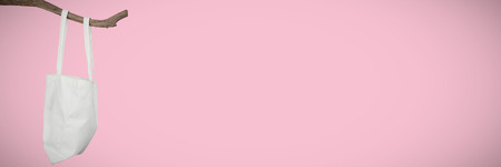 Canvas bag against pink background