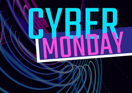 Digital composite of Cyber Monday Sale colored in neonの写真素材