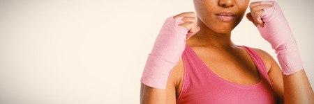 Pretty woman in the fight against breast cancerの写真素材