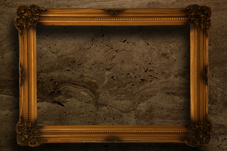 Empty photo frame against modern marble surfaceの写真素材