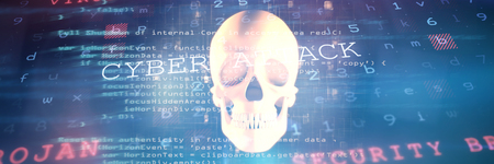 Virus background against orange human skullの写真素材