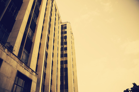 Digitally altered view of modern office buildingの写真素材