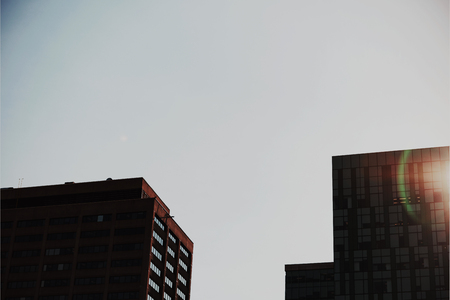Digitally altered view of modern office buildingの写真素材