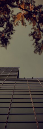 Digitally altered view of modern office building