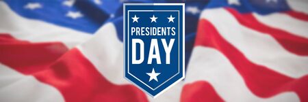 presidents day icon against close-up of wrinkled american flagの写真素材